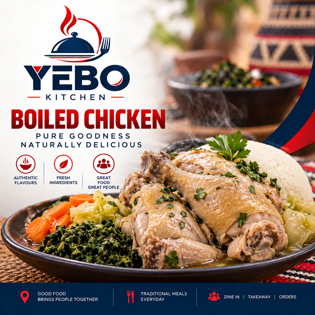 Boiled chicken meal